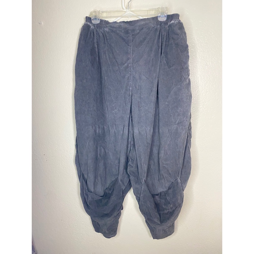Vintage Barbara Speer Gray Faux Suede Harem Pants Elastic Waist Lagenlook